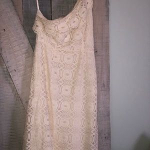 One Shoulder Ivory Lace Dress